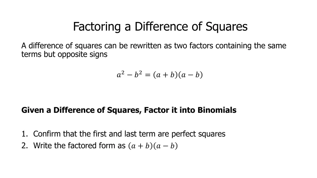 factoring a difference of squares