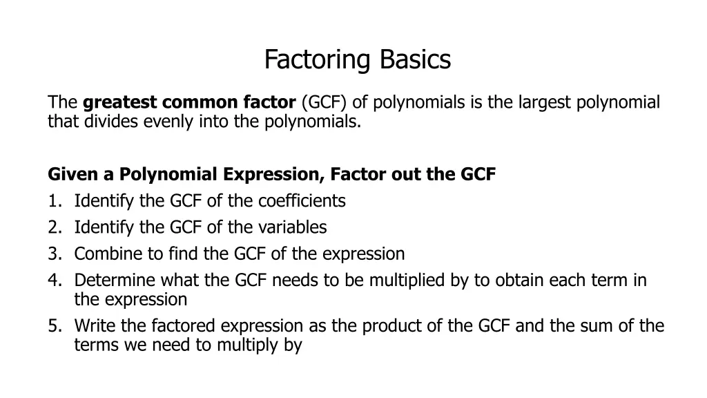 factoring basics