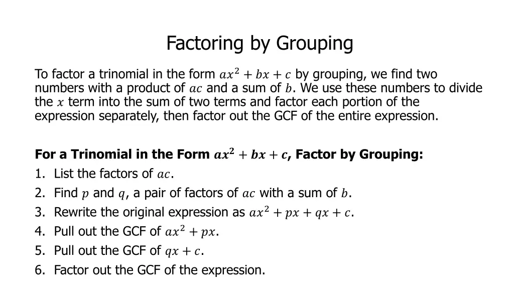 factoring by grouping
