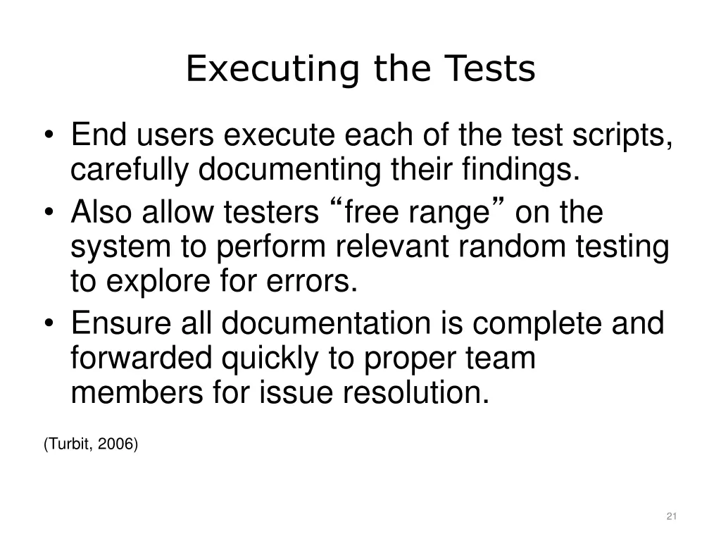 executing the tests