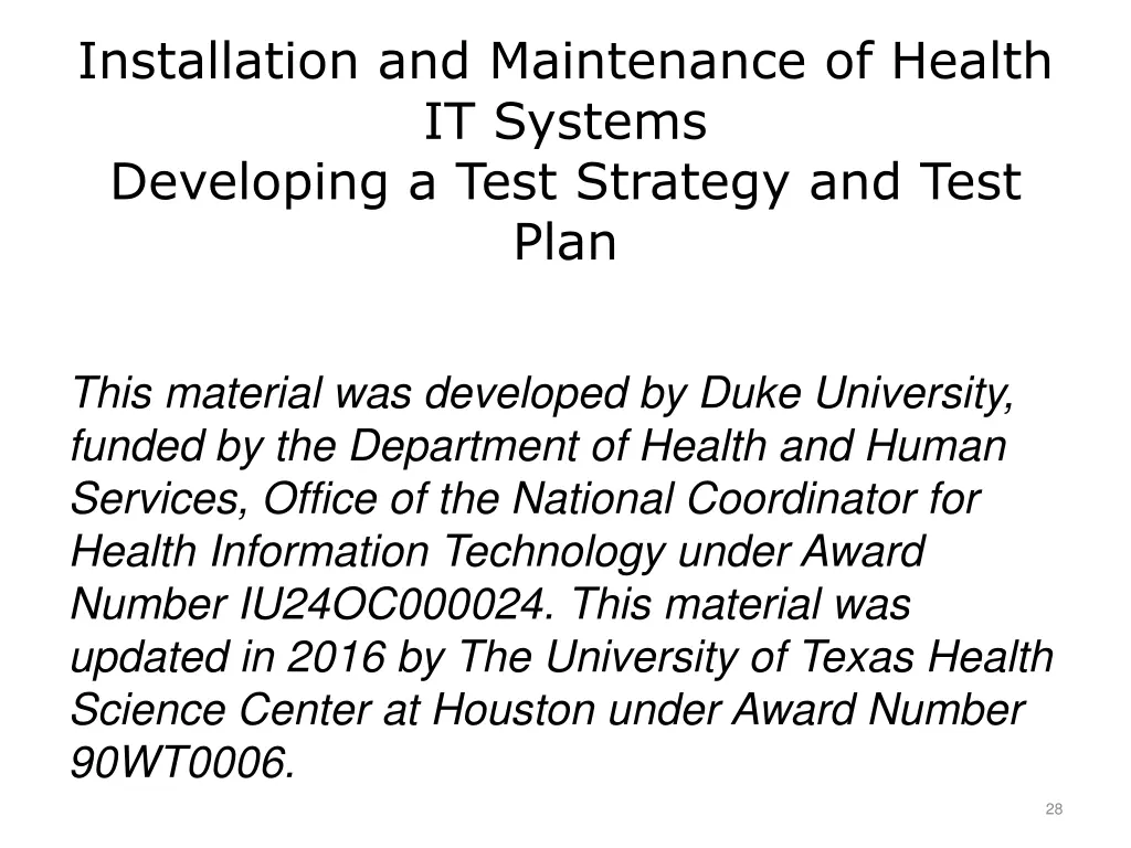 installation and maintenance of health it systems 1