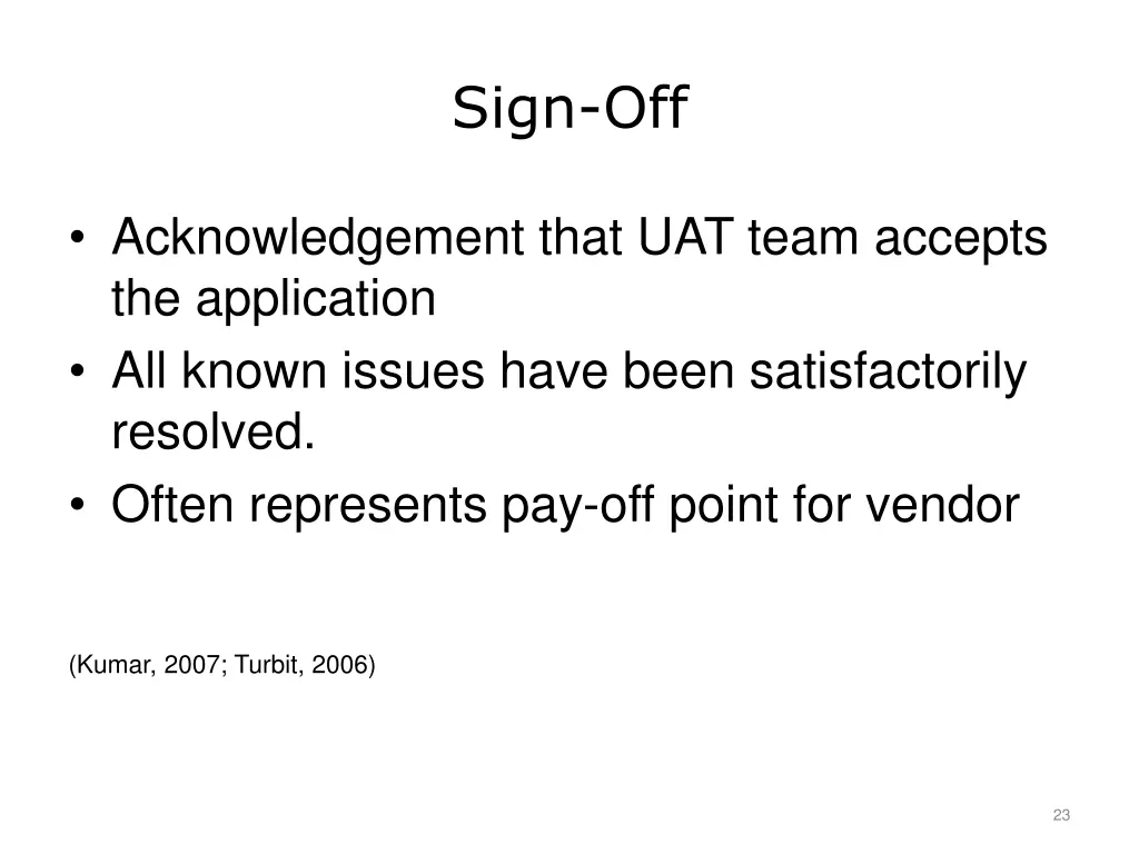 sign off