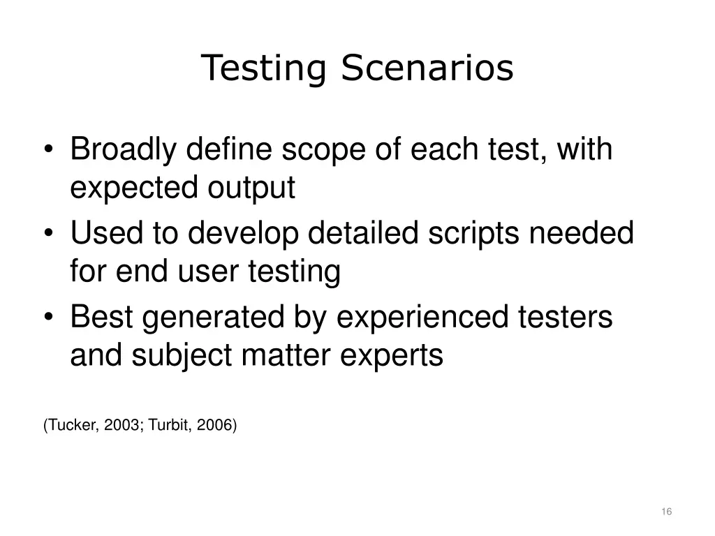 testing scenarios