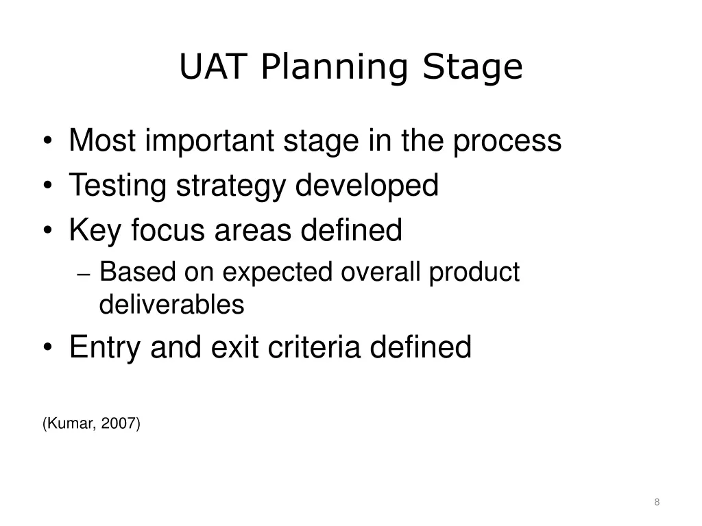 uat planning stage