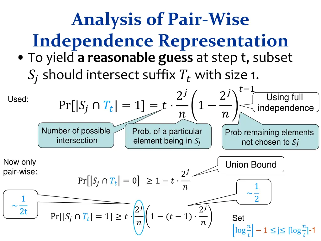 analysis of pair wise independence representation