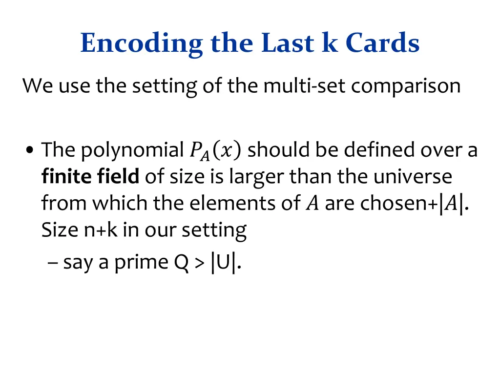 encoding the last k cards
