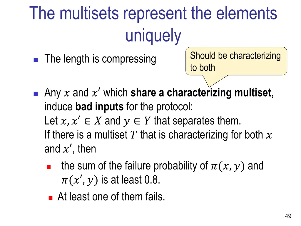 the multisets represent the elements uniquely