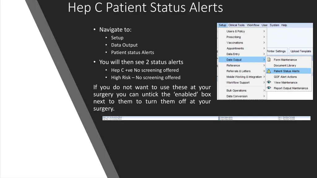 hep c patient status alerts