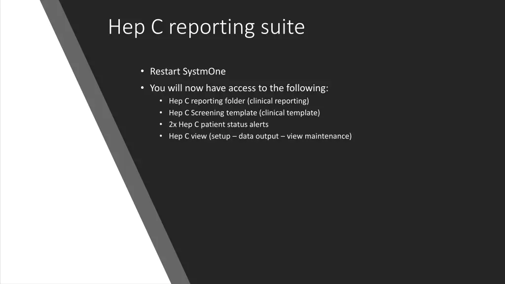 hep c reporting suite