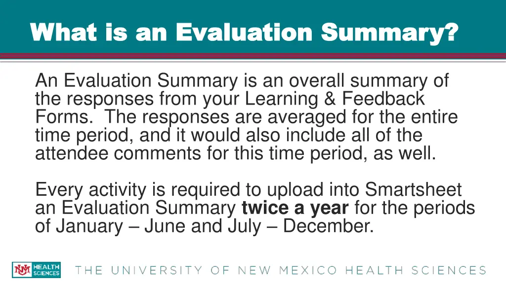 what is an evaluation summary what
