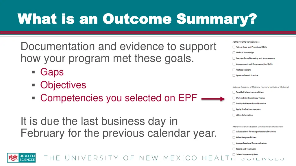 what is an outcome summary what is an outcome