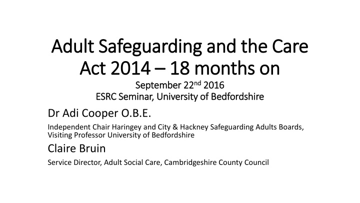 adult safeguarding and the care adult