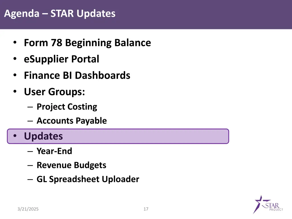 agenda star updates 5