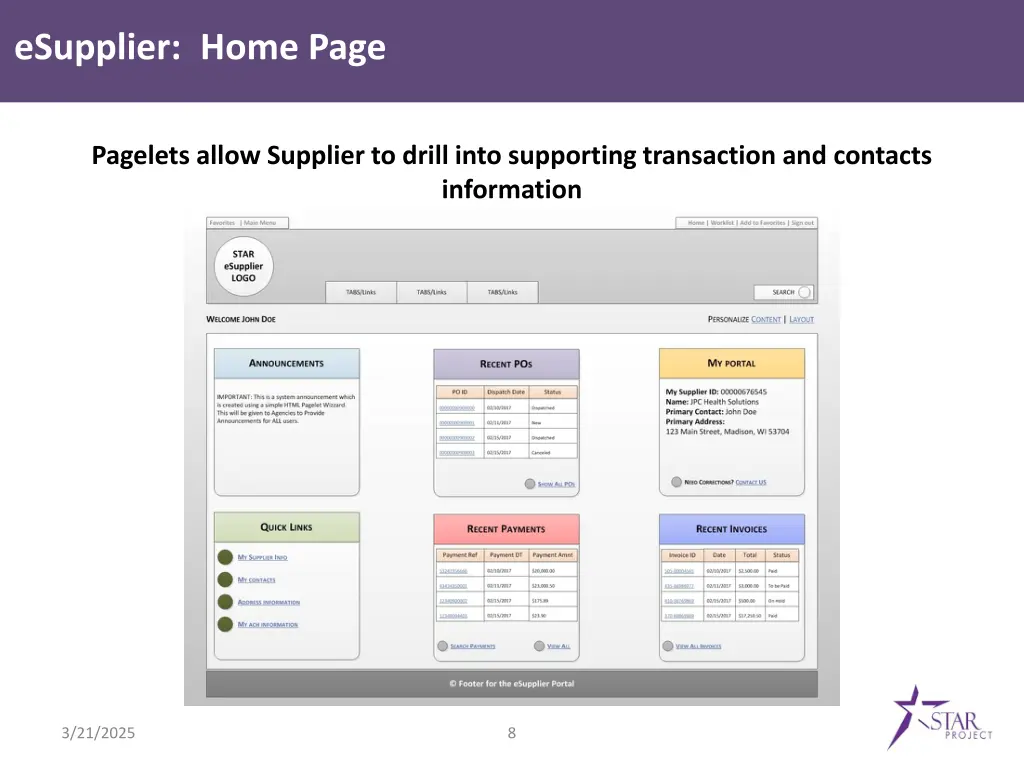 esupplier home page