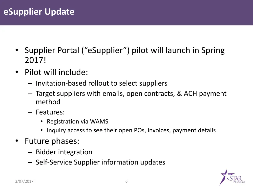 esupplier update