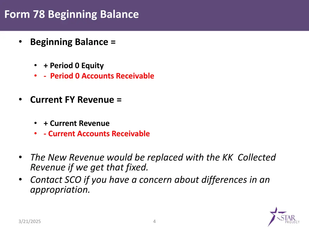 form 78 beginning balance