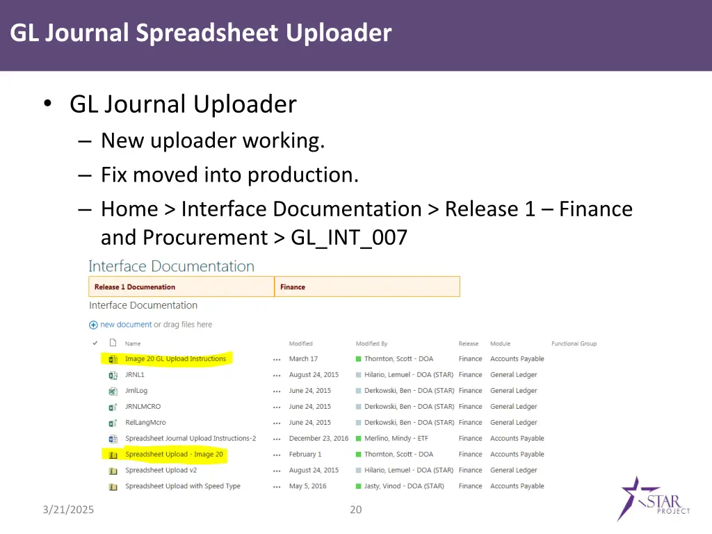 gl journal spreadsheet uploader