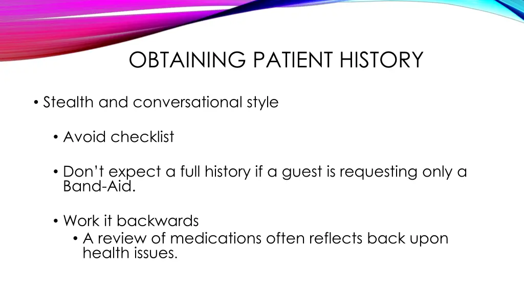 obtaining patient history