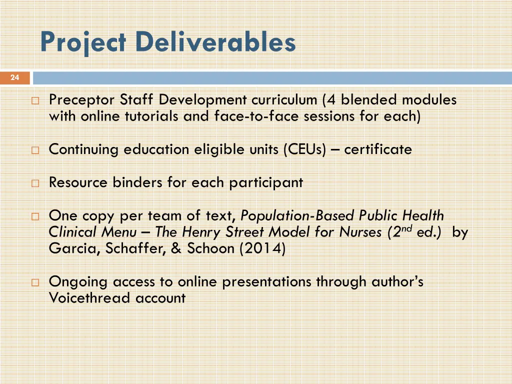 project deliverables