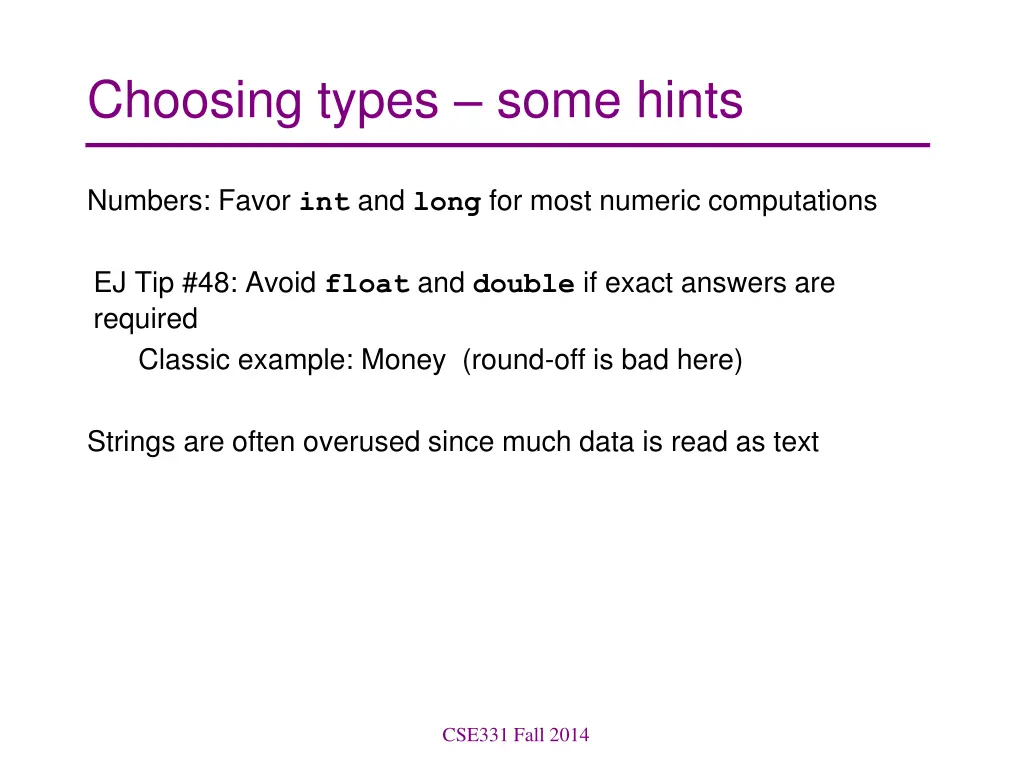 choosing types some hints