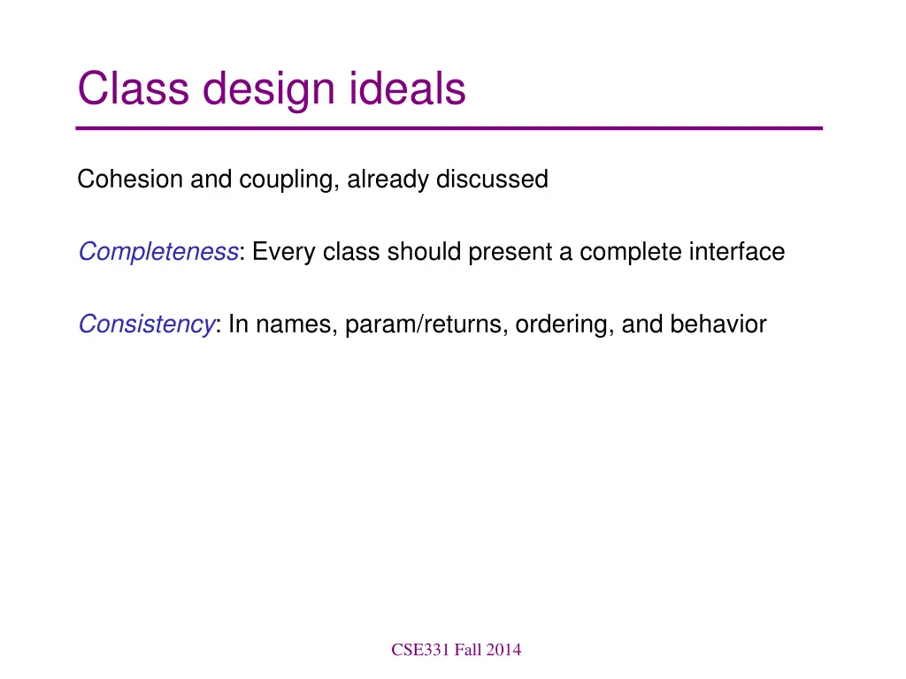 class design ideals