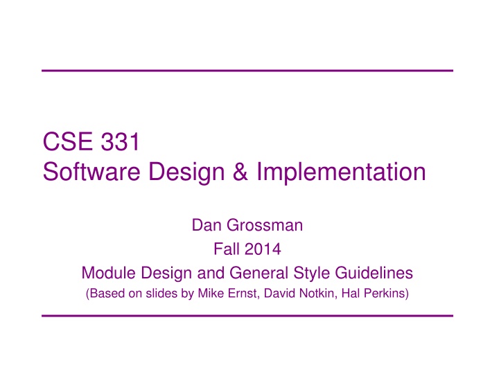 cse 331 software design implementation