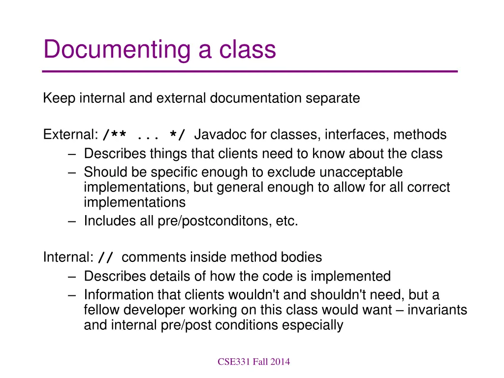 documenting a class