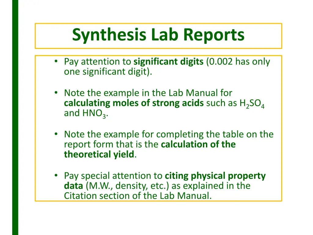 synthesis lab reports 1