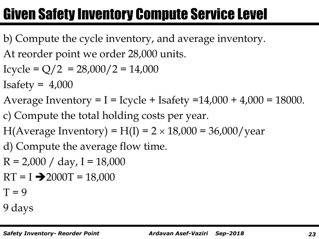 given safety inventory compute service level 1
