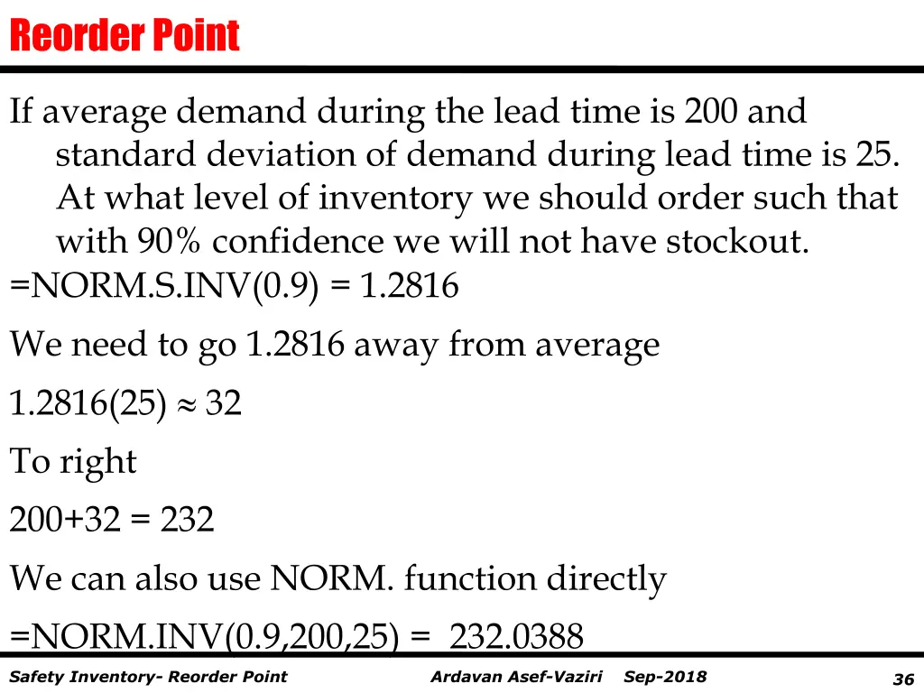 reorder point