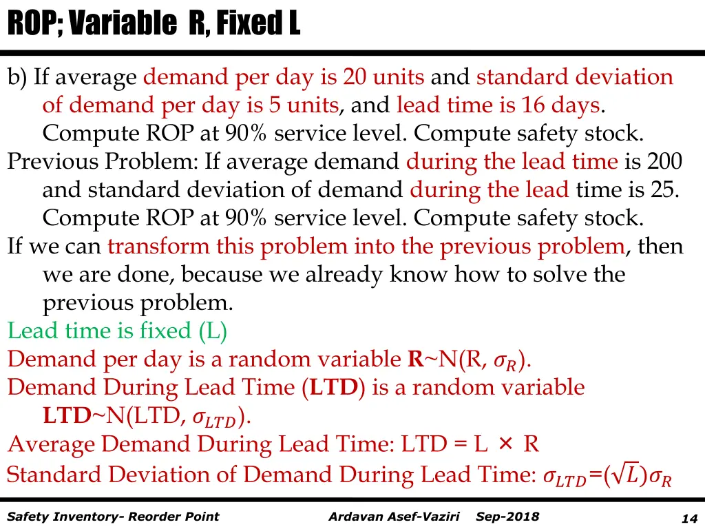 rop variable r fixed l