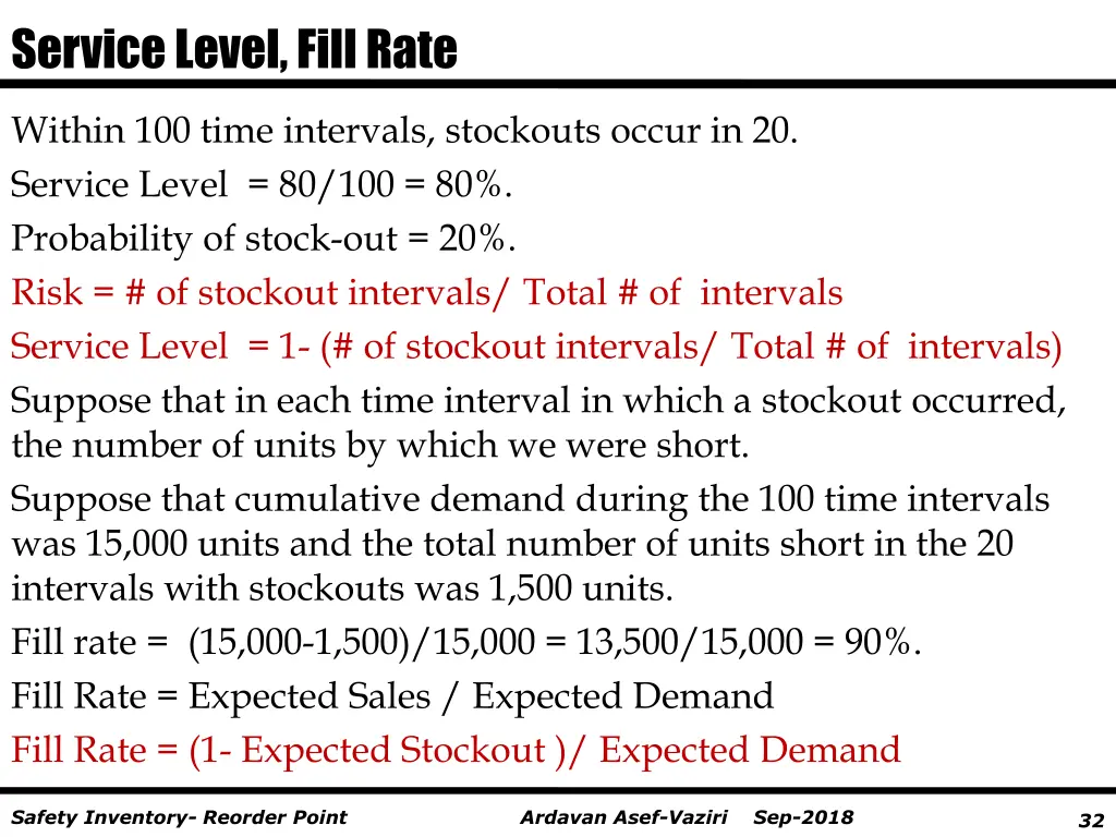 service level fill rate 1