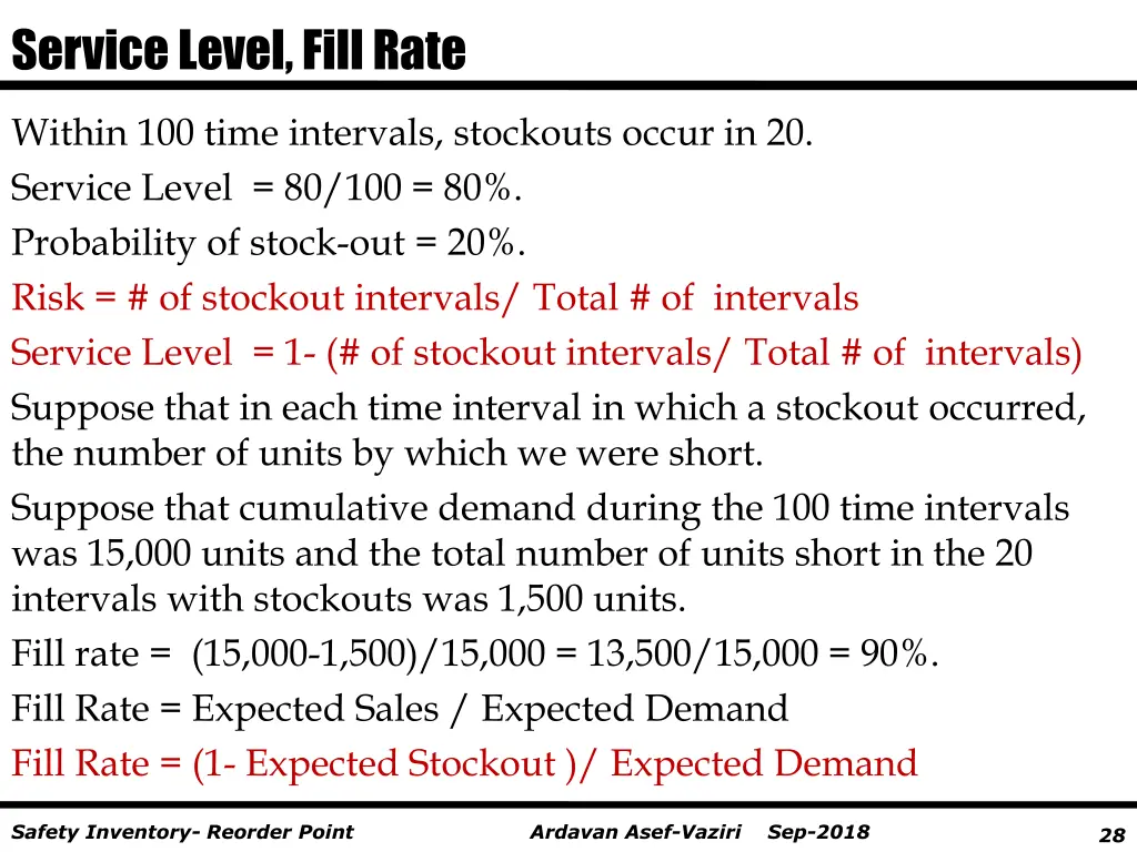 service level fill rate