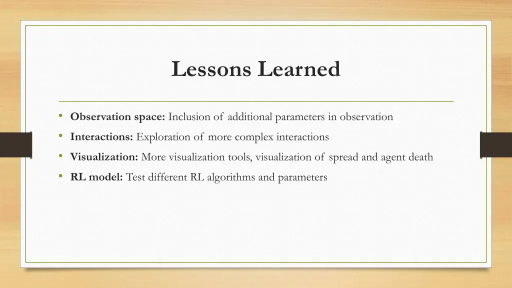 lessons learned