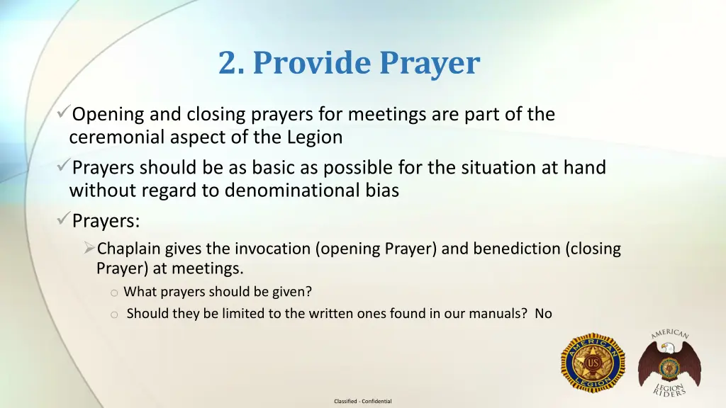 2 provide prayer