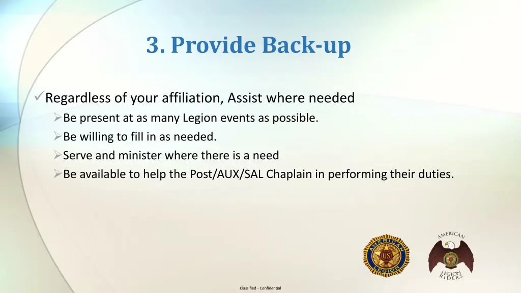 3 provide back up