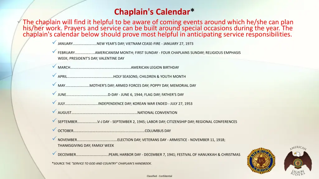 chaplain s calendar