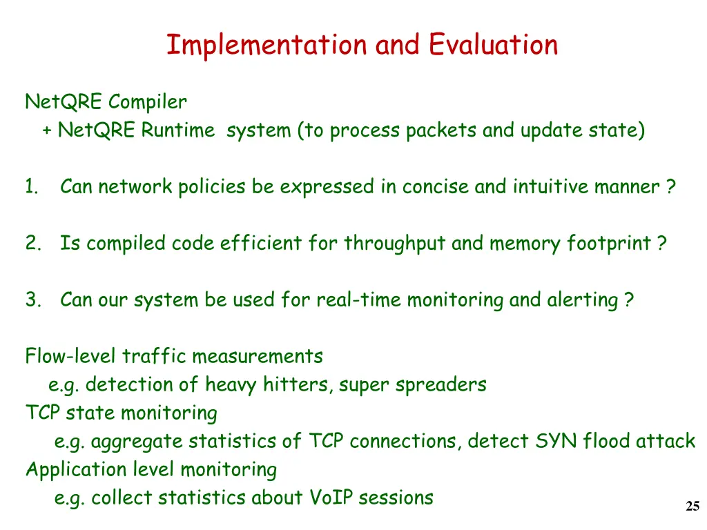 implementation and evaluation