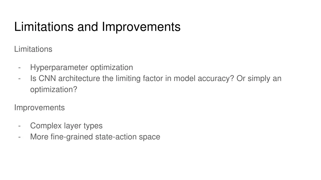 limitations and improvements
