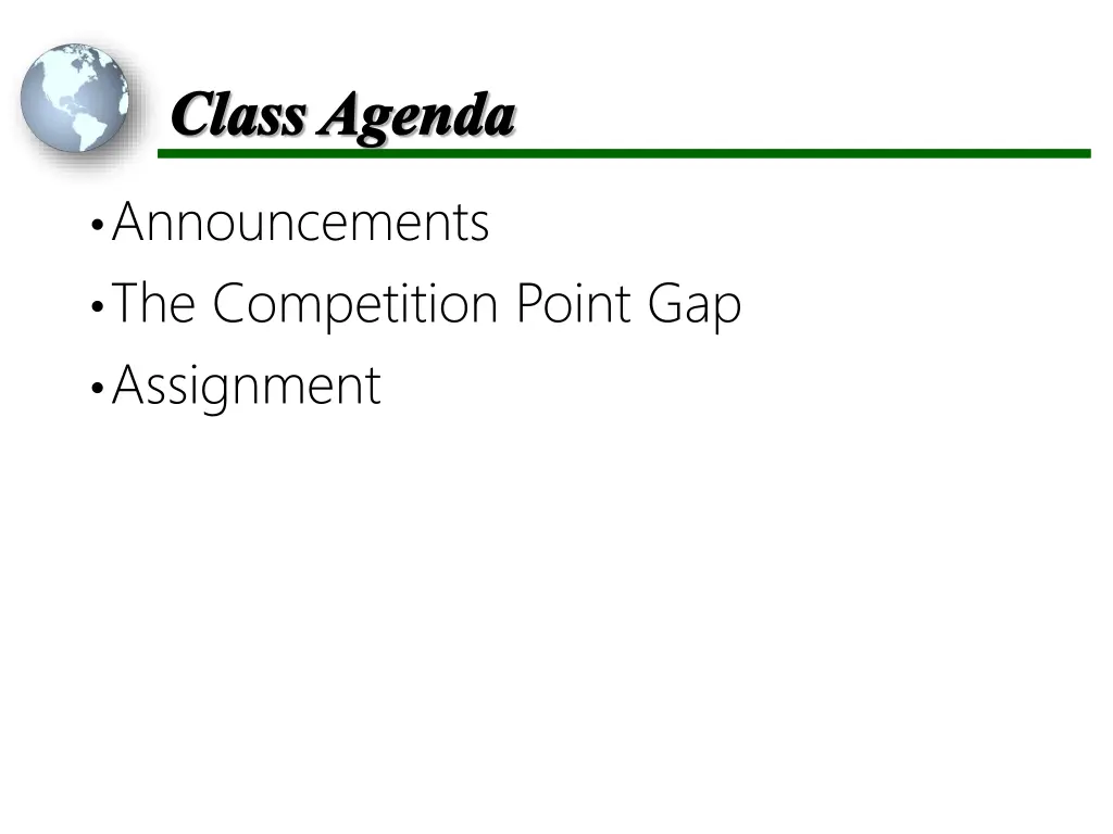 class agenda class agenda