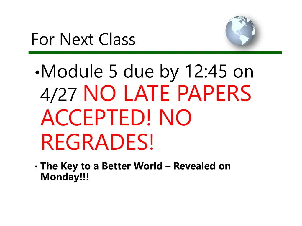for next class