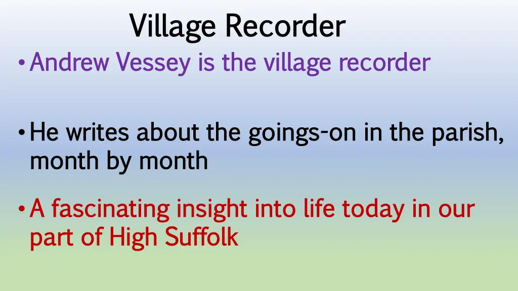 village recorder village recorder andrew vessey