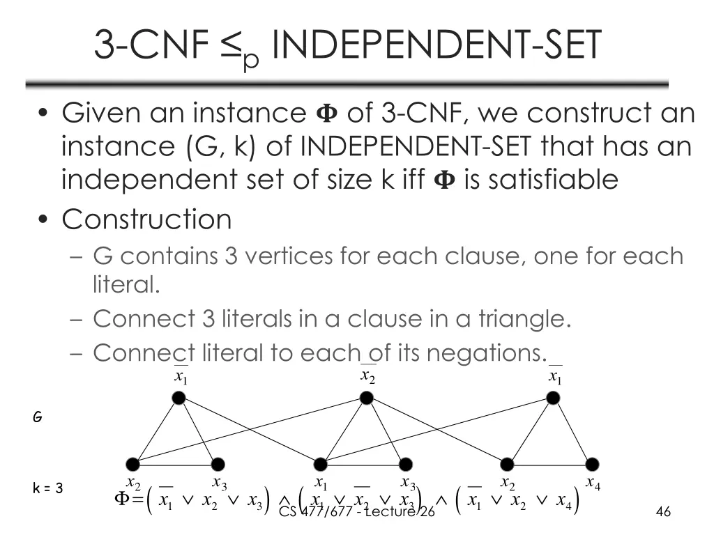 3 cnf p independent set