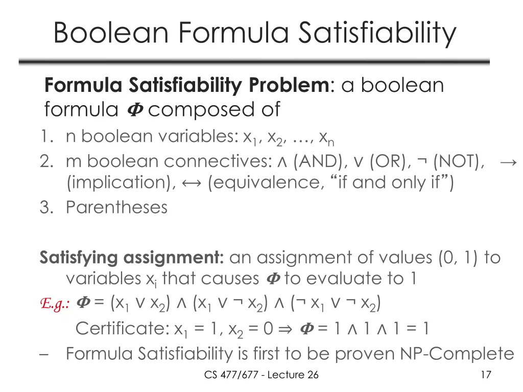 boolean formula satisfiability