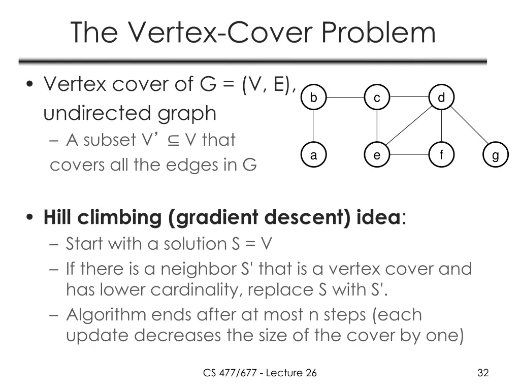 the vertex cover problem