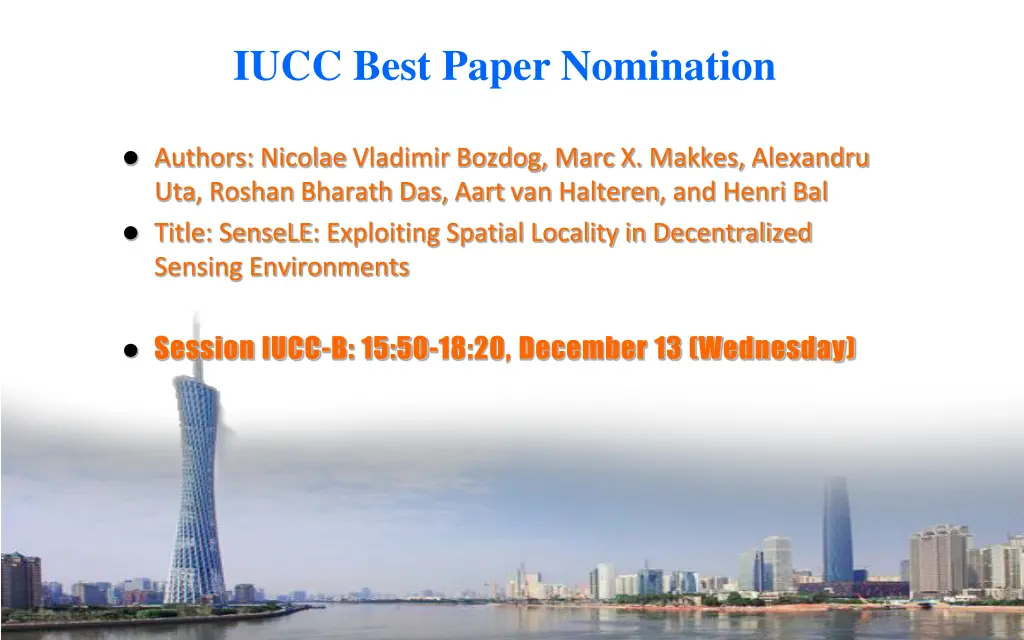 iucc best paper nomination