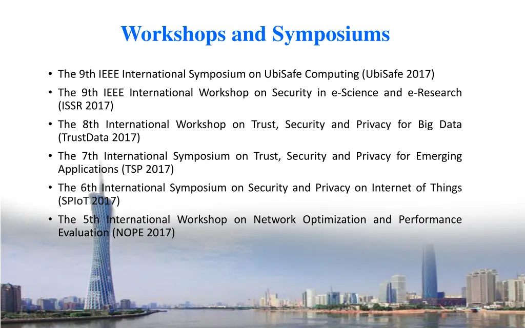 workshops and symposiums