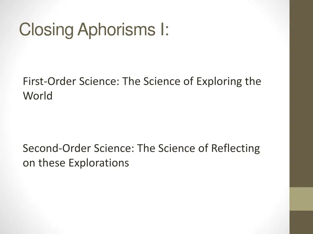 closing aphorisms i