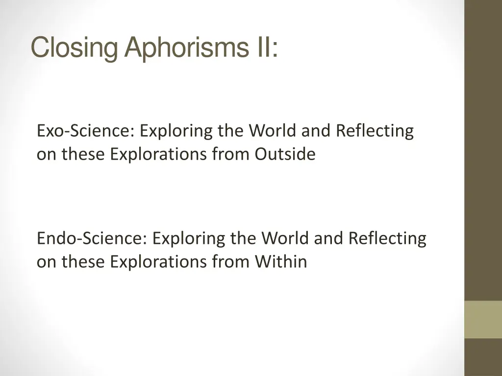 closing aphorisms ii