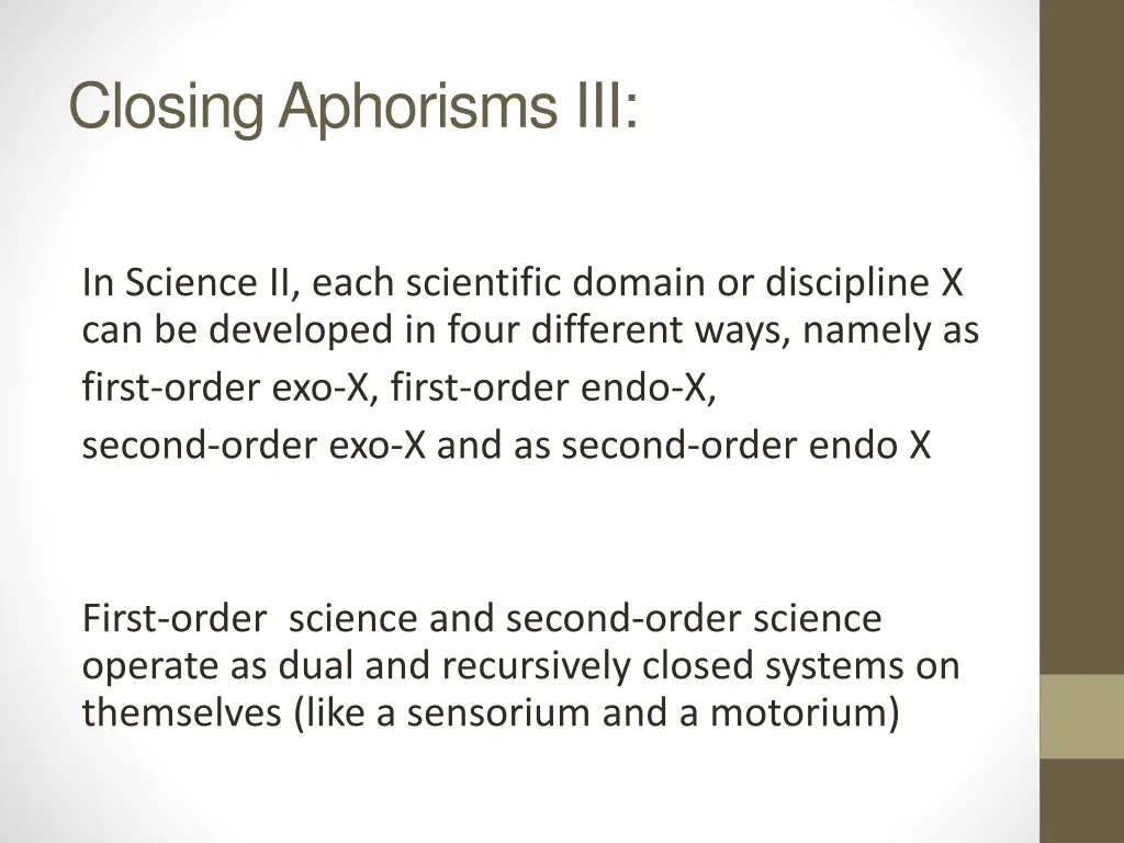 closing aphorisms iii